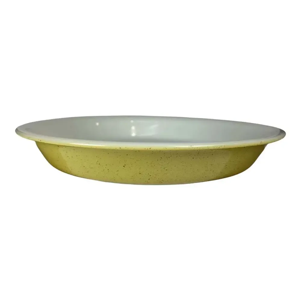 Vintage Pyrex 8.5 Inch Desert Dawn Yellow Speckled Pie Plate Ovenware #209 USA - Picture 4 of 8
